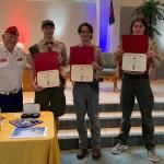 
Detachment Eagle Scout Liaison, Jerry Van Hecke at Court of Honor for Daniel Falco,  Keegan Warren, & Tyler Raney.  Troop #255, 18 May 2024