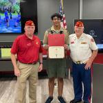 
Detachment Eagle Scout Assistant Liaison Joe Johnston, Joshua Gersbach & Det Eagle Scout Liaison Jerry Van Hecke at COH 05.26.2024