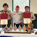 
Joseph Leeb & Anthony DeCristofaro with Detachment Liaison Jerry VanHecke at Eagle Scout Court of Honor, 11 January 2025 - Troop #951