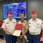 
Micaela Falon with Detachment 063 Liaisons Jerry Van Hecke & Joe Johnston at  Troop #2001 Court of Honor 02.02.2025 