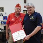 
Detachment Member, Jack Lane, receiving Distinguished Service/Bronze Award from Det Commandant Jim Buchholz